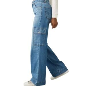 American Eagle Dreamy Drape Stretch Super High Rise Cargo Baggy Wide Leg Jean